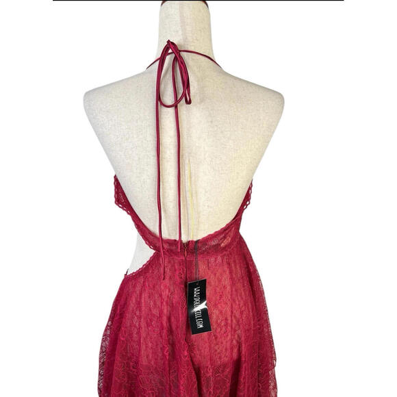 Fairydust chronicals Lace Red Dress Maxi Sheer Butterfly Goth Widow cutouts - Picture 2 of 5